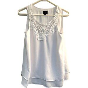 Worthington Crochet Lace Boho Flowy Blouse Womens S Cottage Prairie Tiered Gauzy